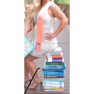 White lace, tan midi dress